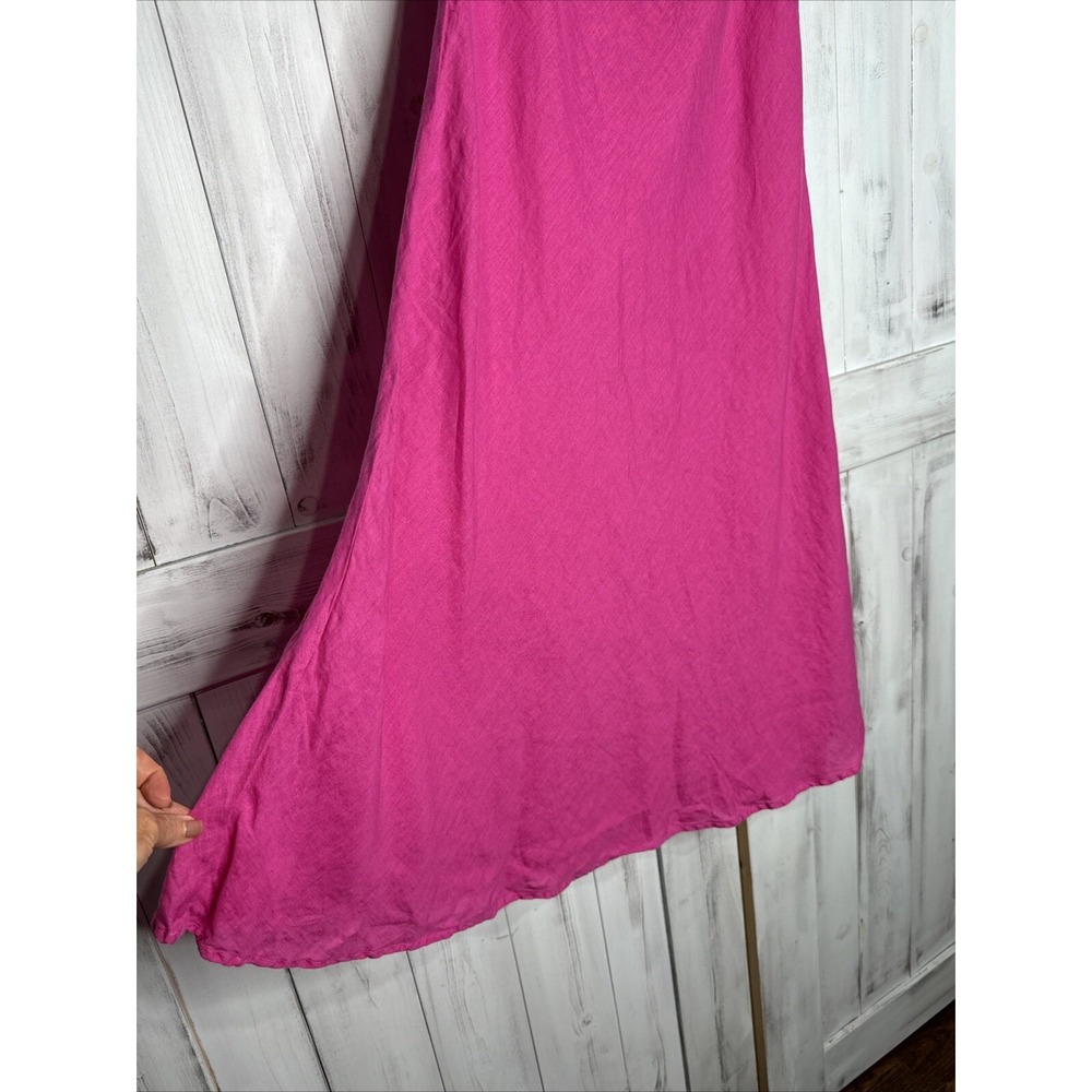CP SHADES 100% LINEN BRIGHT HOT PINK ELASTIC WAIST AIRY FLOWY MAXI SKIRT SMALL - Picture 4 of 9